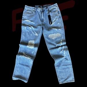 Fashion Nova Light Blue Distressed Jeans